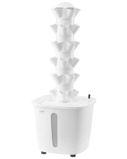 Système tour hydroponique verticale 30 fentes, 6 niveaux pour herbes aromatiques, légumes feuilles,  fleurs comestibles et fruits