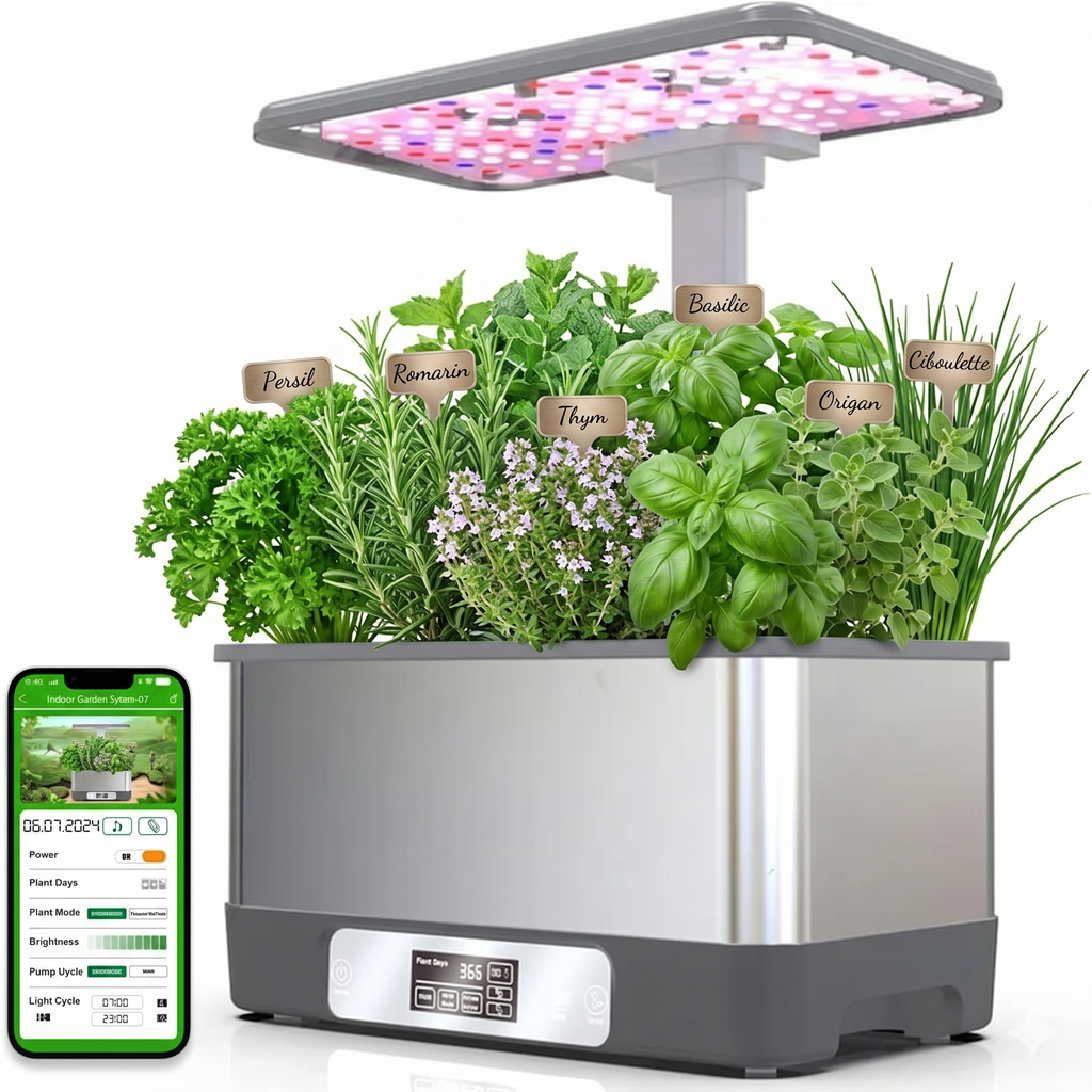 Système de culture hydroponique intelligent, contrôlé par application et WiFi, boîte de jardinage de plantation sans sol avec LED de croissance 24 W