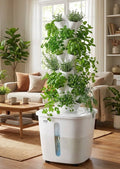 Système tour hydroponique verticale 30 fentes, 6 niveaux pour herbes aromatiques, légumes feuilles,  fleurs comestibles et fruits